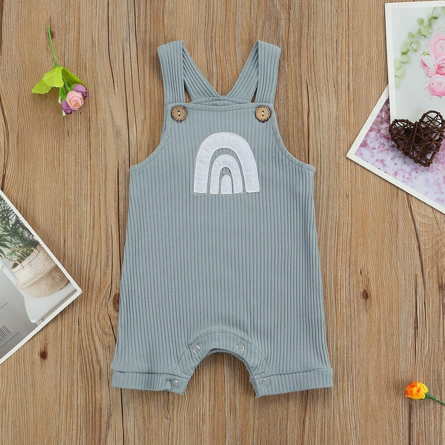 Infant Newborn Baby Girl Boy Rainbow Suspender Jumpsuit Shorts One Piece Romper Outfits Unisex Overall Clothes
