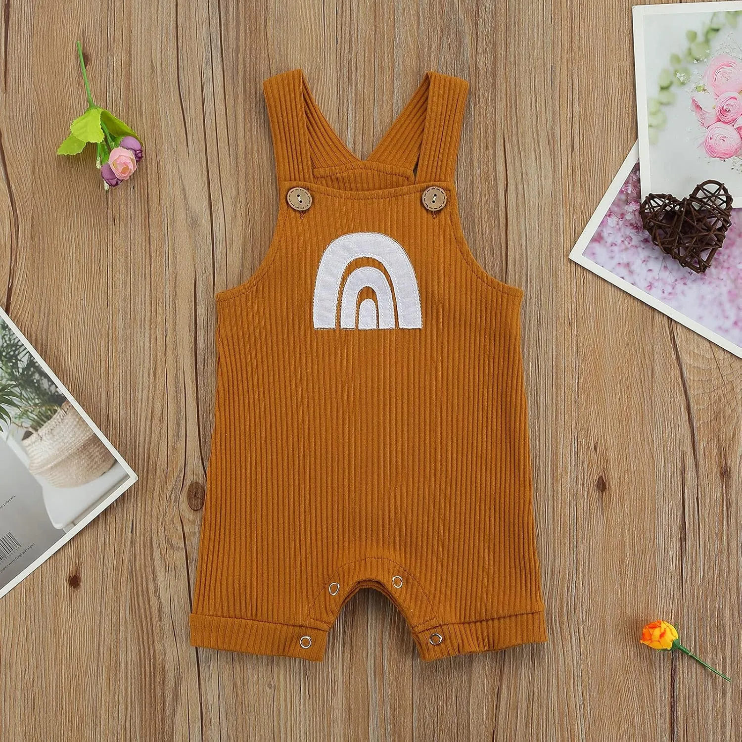 Infant Newborn Baby Girl Boy Rainbow Suspender Jumpsuit Shorts One Piece Romper Outfits Unisex Overall Clothes