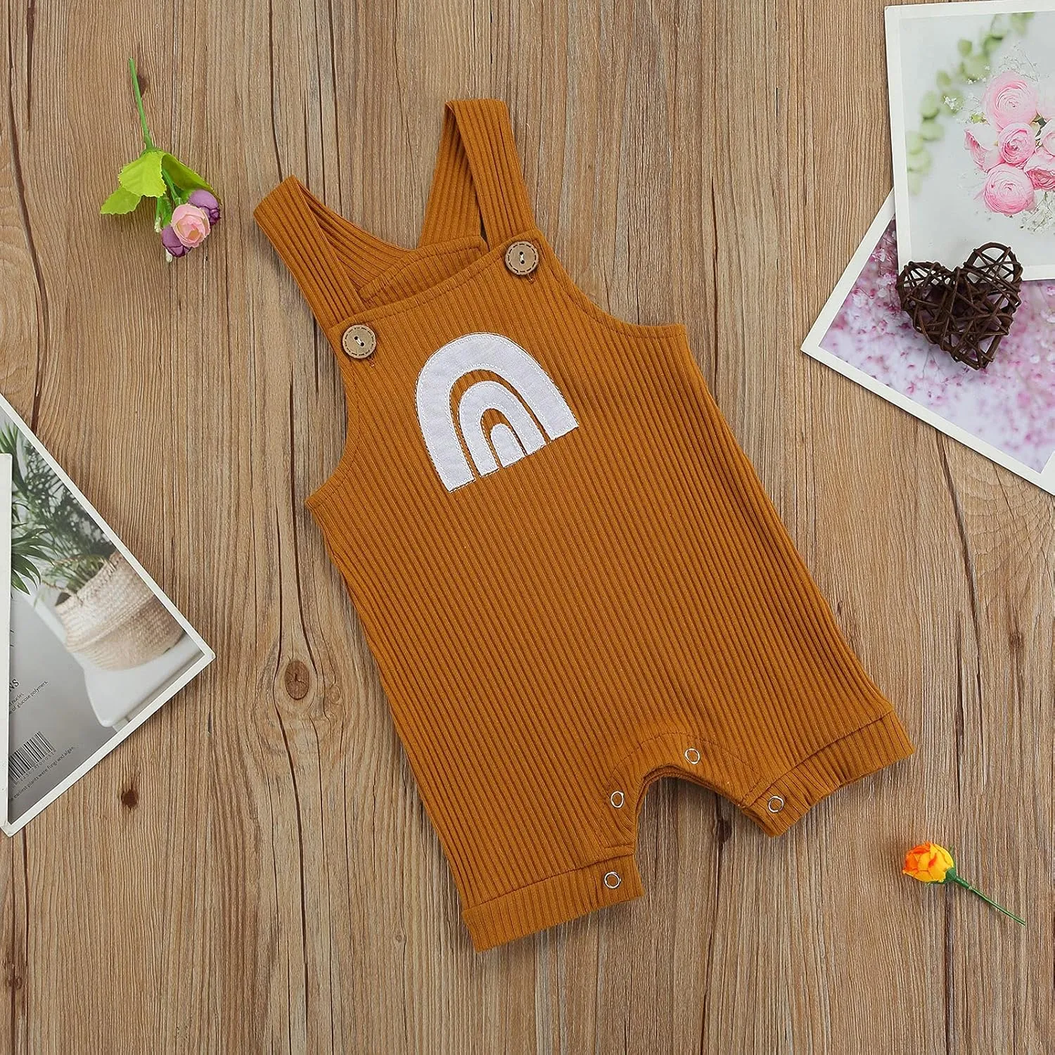 Infant Newborn Baby Girl Boy Rainbow Suspender Jumpsuit Shorts One Piece Romper Outfits Unisex Overall Clothes