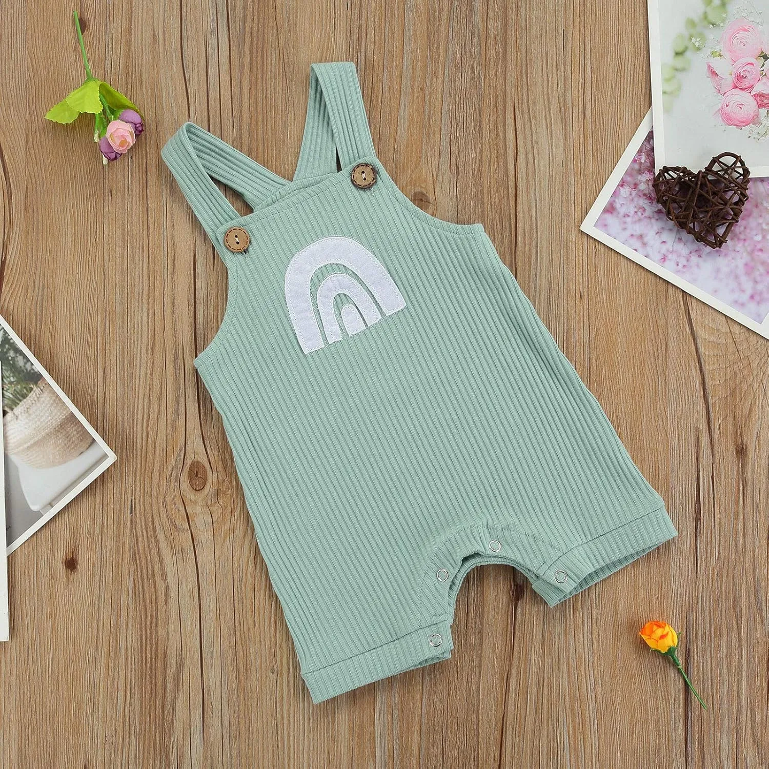 Infant Newborn Baby Girl Boy Rainbow Suspender Jumpsuit Shorts One Piece Romper Outfits Unisex Overall Clothes
