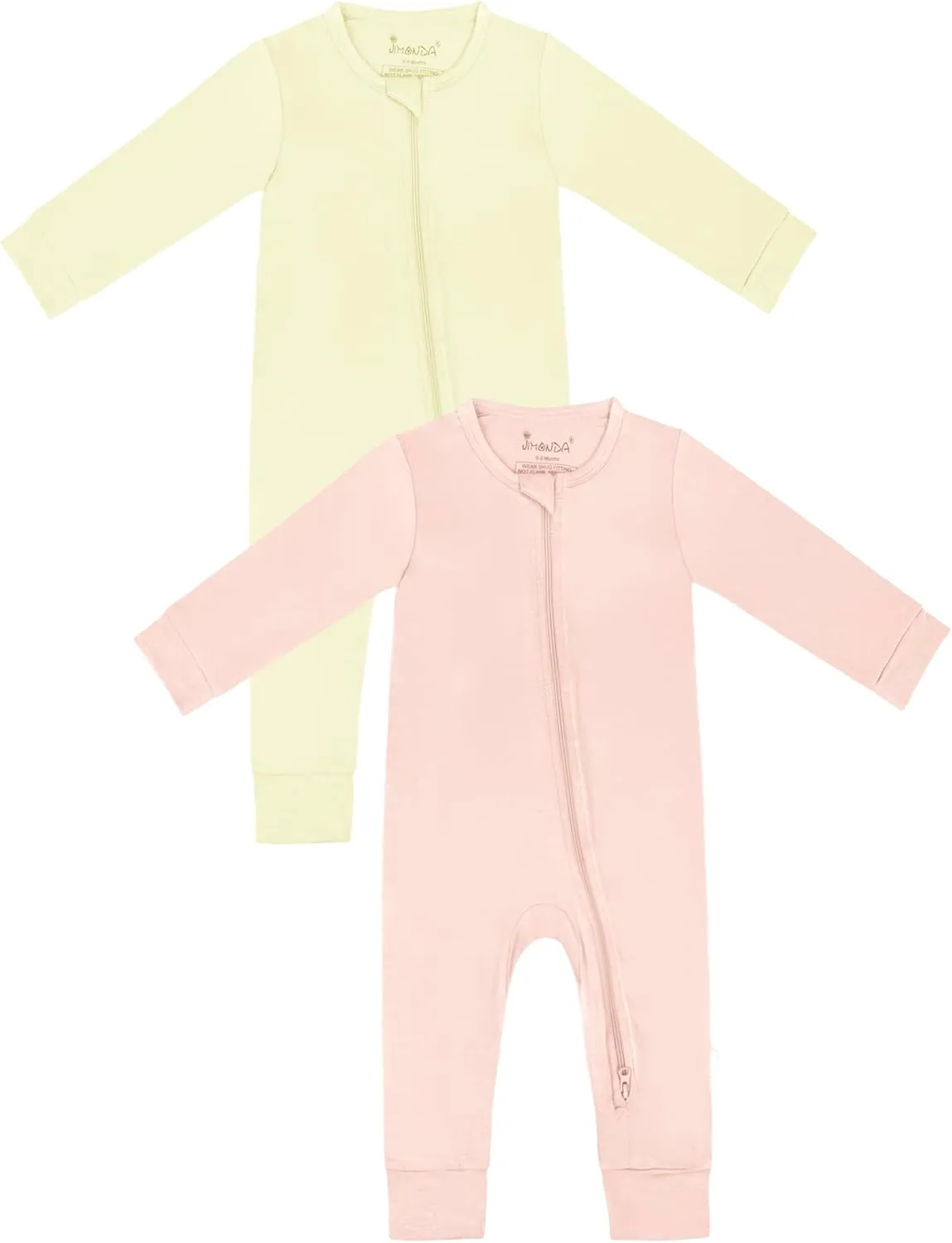 Jimonda Baby Romper Boys Girls Bamboo Pajamas 2-Way Zipper Footless Unisex Long Sleeve Sleepers Sleep and Play 0-24 Months
