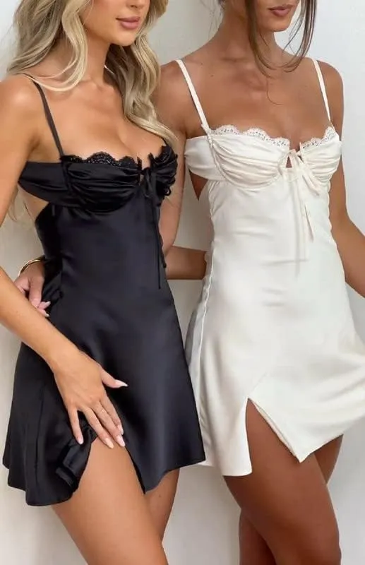Juakoso Women's Rhinestone Spaghetti Strap Dress Ruffle A Line Cami Dress Tiered Flowy Mini Dress Clubwear