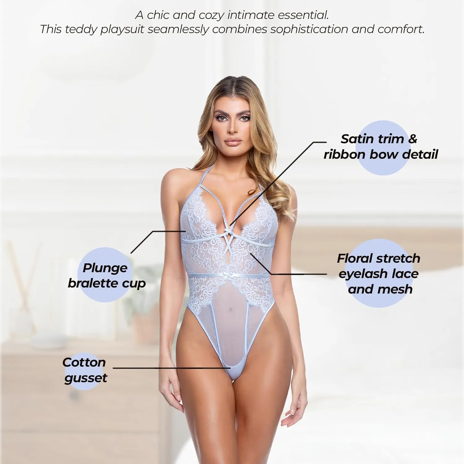 Lace Teddy Lingerie for Women | Roma Confidential Paradise Bloom Lace One Piece Bodysuit –Thong Back, Sheer Mesh