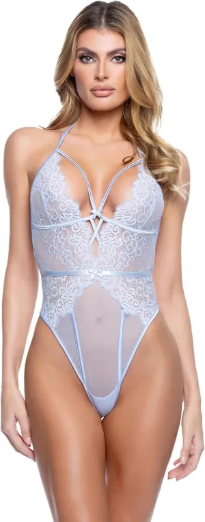 Lace Teddy Lingerie for Women | Roma Confidential Paradise Bloom Lace One Piece Bodysuit –Thong Back, Sheer Mesh