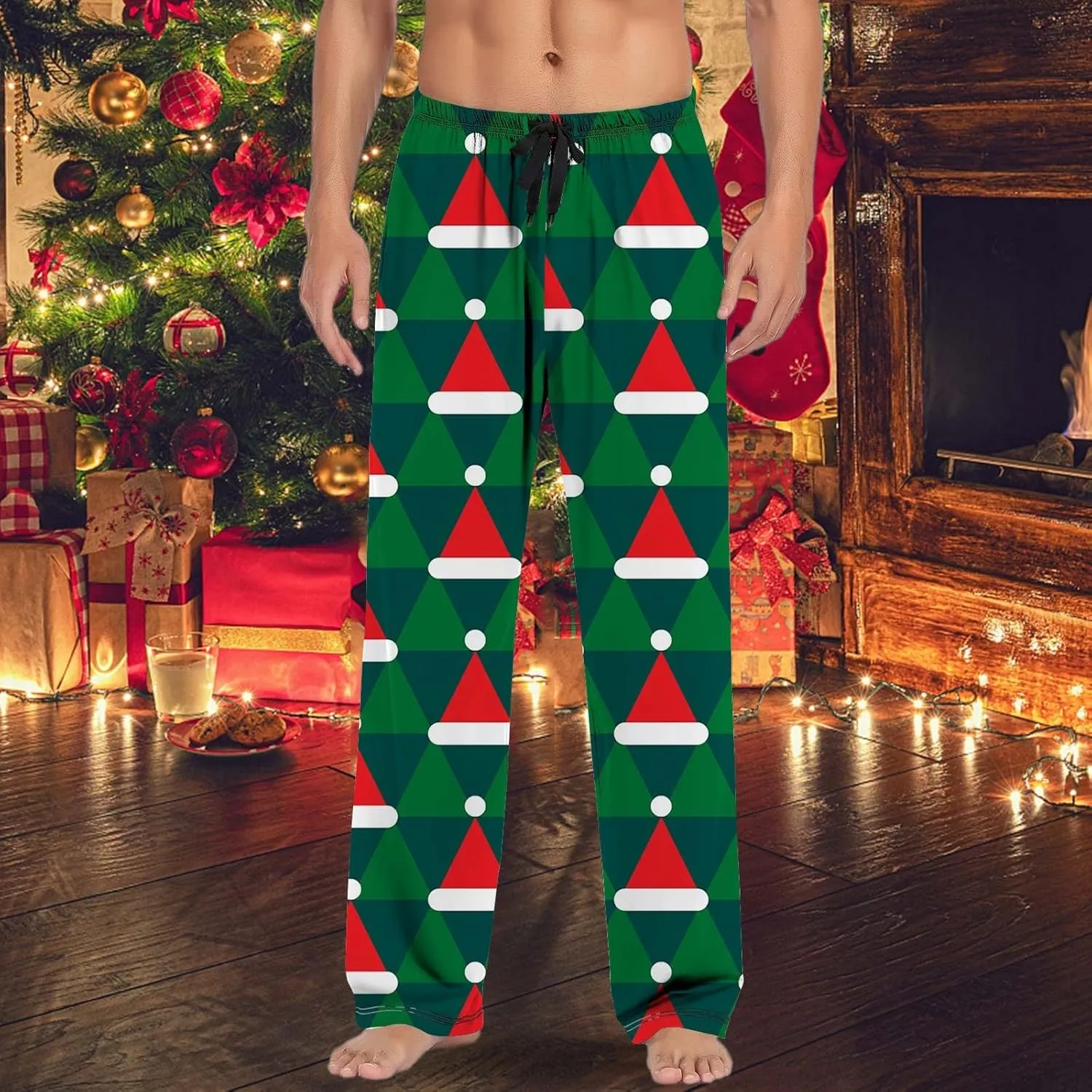 LCMTWX Black Pants Men Pajama Pants with Drawstring and Pockets Mens Sleep Pants Mens Flannel Pajama Pants Mens Flannel