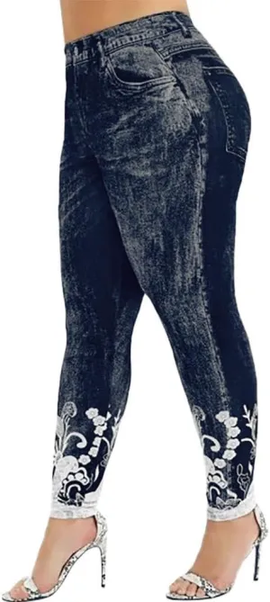 LCMTWX Christmas Leggings Waist Jeans Pants Color Pocket Denim Button Elastic Pants Leggings for Women Cold Weather High