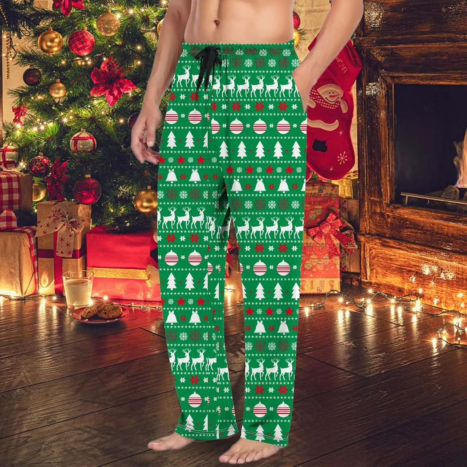 LCMTWX Pajama Pants for Men Women Pajama Pants with Drawstring and Pockets Soft Warm Christmas Pajama Pants Men Men Pj