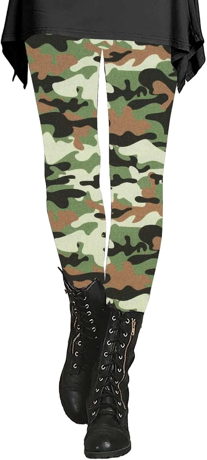 LCMTWX Womens Leggings with Pocket Leggings Artistic Printed Soft Stretchy Pants for Women Soft Athletic Tummy Control