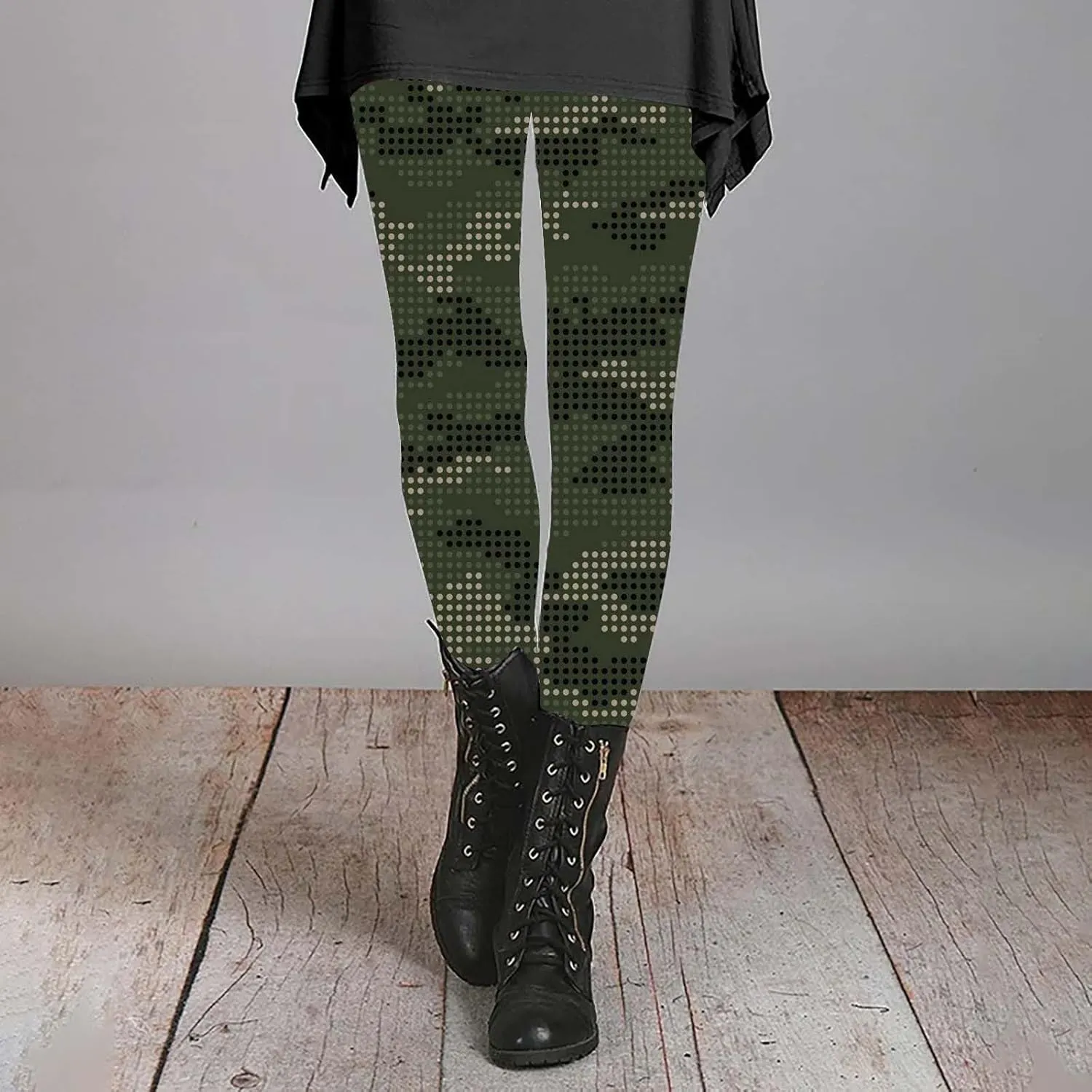 LCMTWX Womens Leggings with Pocket Leggings Artistic Printed Soft Stretchy Pants for Women Soft Athletic Tummy Control