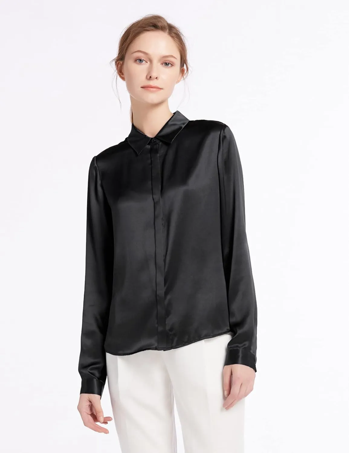 LilySilk Silk Blouse for Women 100% Pure Silk Long Sleeves Cool Smooth Tops