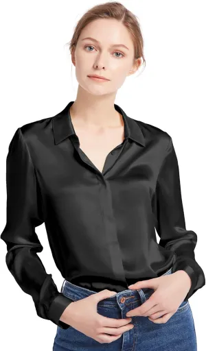 LilySilk Silk Blouse for Women 100% Pure Silk Long Sleeves Cool Smooth Tops
