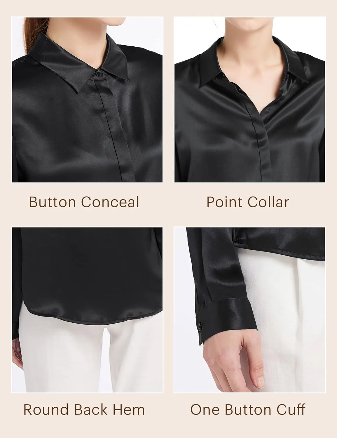 LilySilk Silk Blouse for Women 100% Pure Silk Long Sleeves Cool Smooth Tops