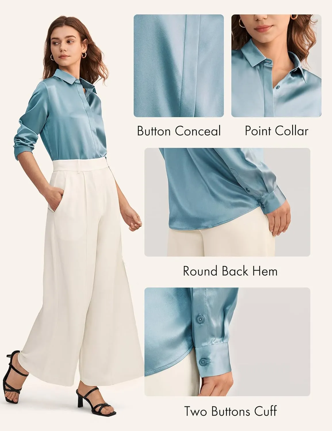 LilySilk Silk Blouse for Women 100% Pure Silk Long Sleeves Cool Smooth Tops