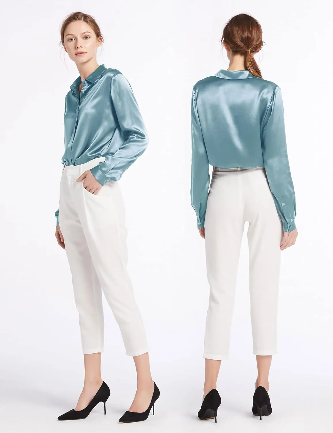 LilySilk Silk Blouse for Women 100% Pure Silk Long Sleeves Cool Smooth Tops
