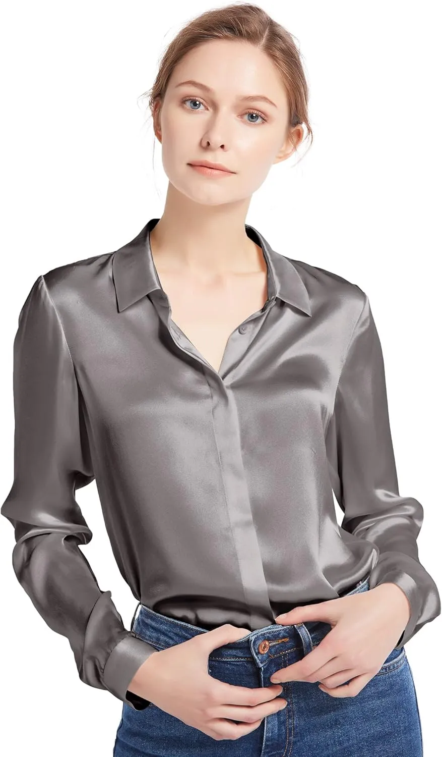 LilySilk Silk Blouse for Women 100% Pure Silk Long Sleeves Cool Smooth Tops