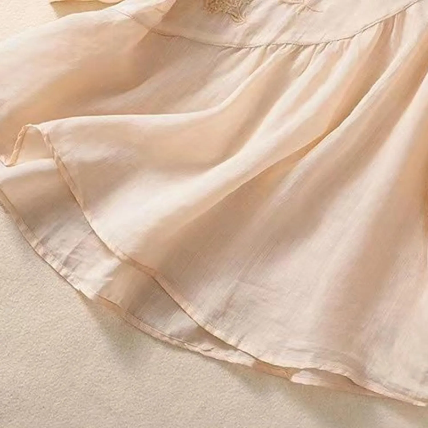Linen Shirts for Women Vintage Embroidered Blouse Short Sleeve Summer Casual Dressy Loose Crew Neck Boho Tops