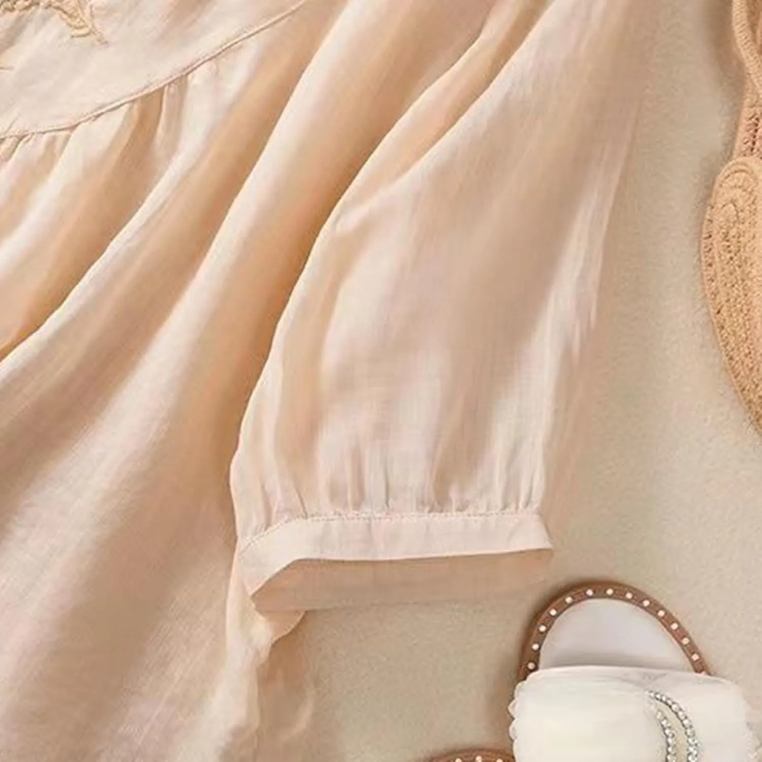 Linen Shirts for Women Vintage Embroidered Blouse Short Sleeve Summer Casual Dressy Loose Crew Neck Boho Tops