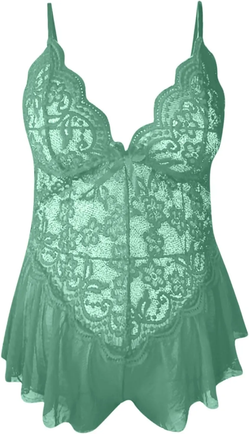 Lingerie for Women Plus Size One Piece Sexy Lace Bodysuit Deep V Neck Chemise with Bowknot Multi-color Sleepwear