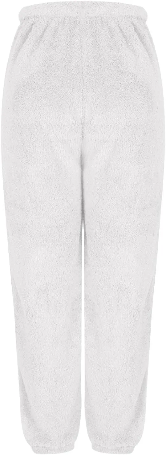 Lmdudan Women High Waist Fuzzy Fleece Lounge Pants Pajama Pants Warm Soft Pajamas Bottoms Sleepwear Winter Fluffy Sweatpants