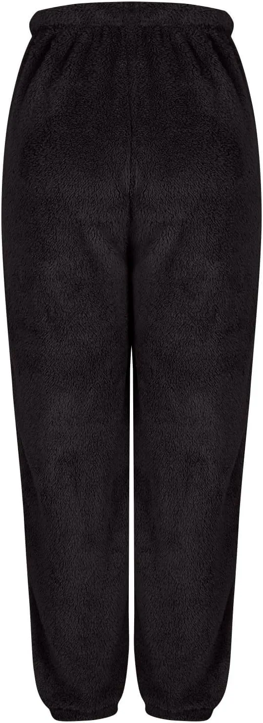 Lmdudan Women High Waist Fuzzy Fleece Lounge Pants Pajama Pants Warm Soft Pajamas Bottoms Sleepwear Winter Fluffy Sweatpants
