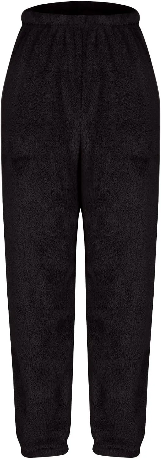 Lmdudan Women High Waist Fuzzy Fleece Lounge Pants Pajama Pants Warm Soft Pajamas Bottoms Sleepwear Winter Fluffy Sweatpants