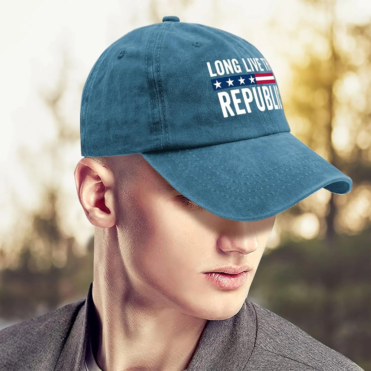 Long Live The Republic hat Mens Vintage Cotton Washed Baseball Caps Adjustable Dad Hat Crazy