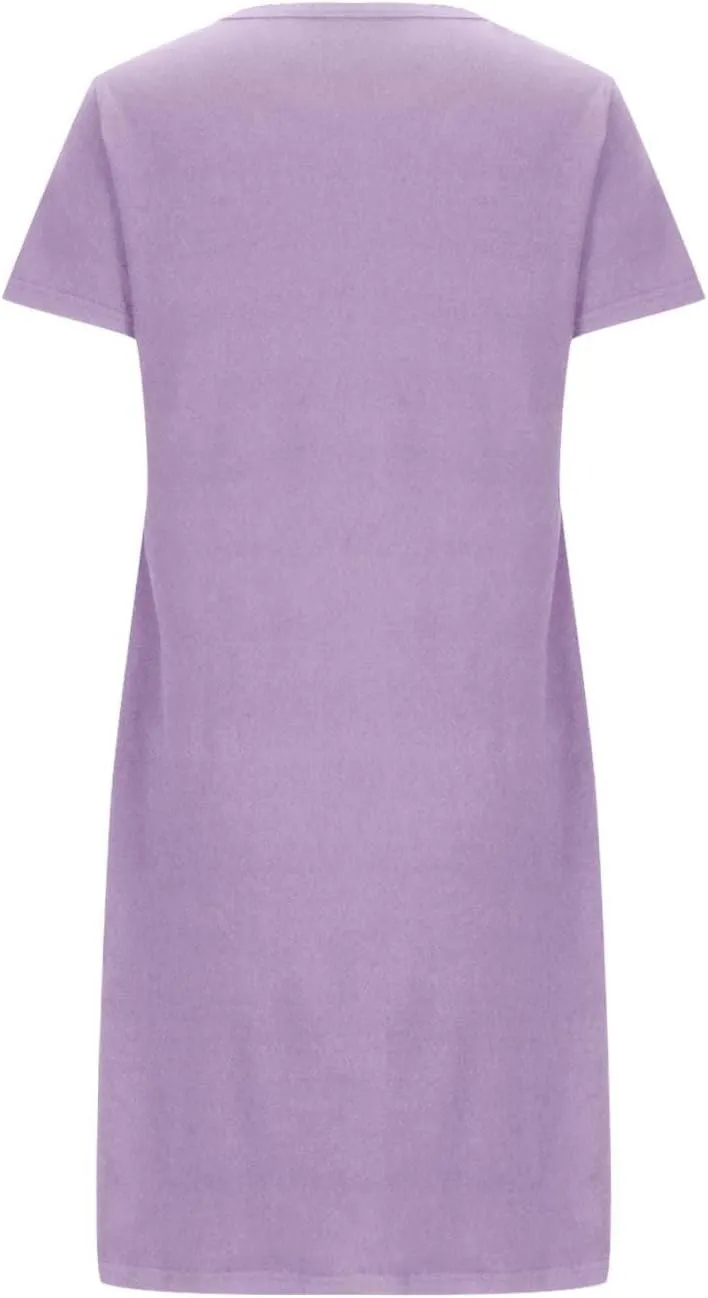 Loose Soft Nightgowns for Women Heart Print Crewneck Nightshirt Short Sleeve Sleepwear Short Summer Tshirt Dress