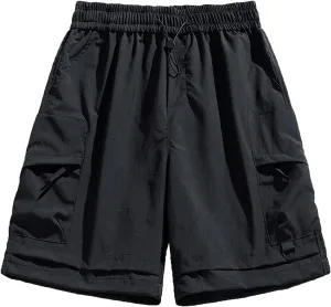 Men Ice Silk Shorts Quick Drying Breathable Workout Gym Shorts Elastic Waist Drawstring Casual Shorts Outdoor Running