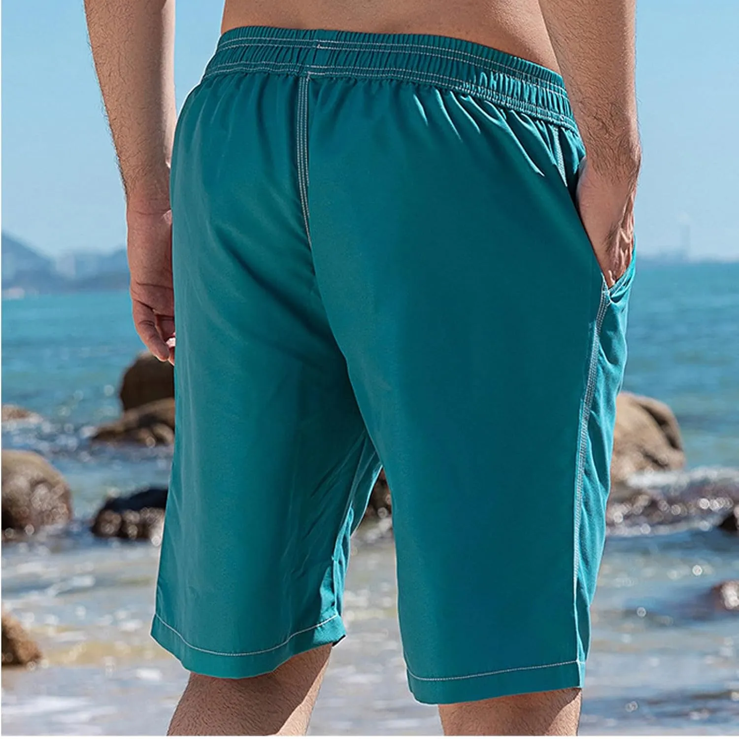 Men's Athletic Shorts with Pockets, Summer Casual Drawstring Running Gym Shorts Lightweight Quick Dry Beach Shorts