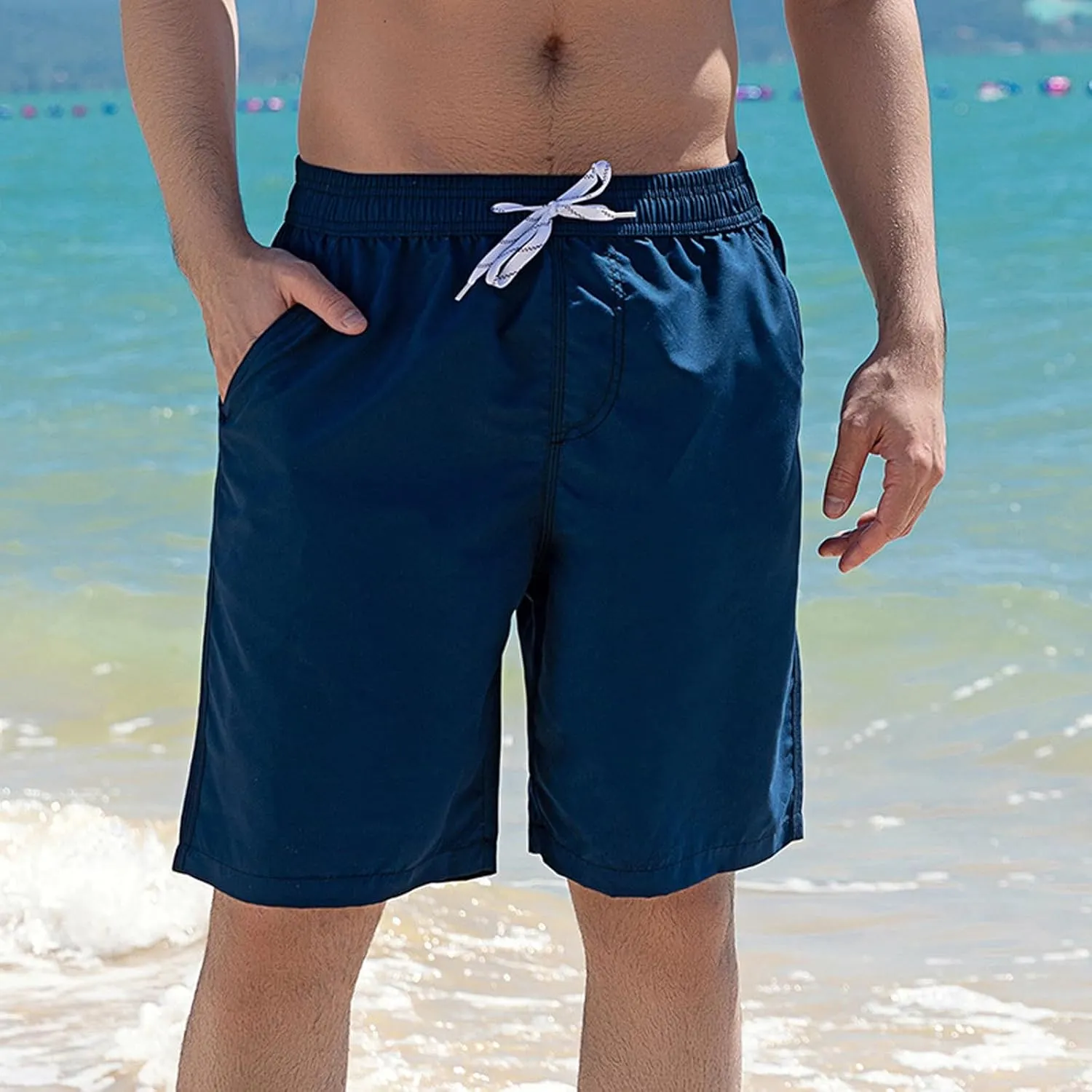 Men's Athletic Shorts with Pockets, Summer Casual Drawstring Running Gym Shorts Lightweight Quick Dry Beach Shorts