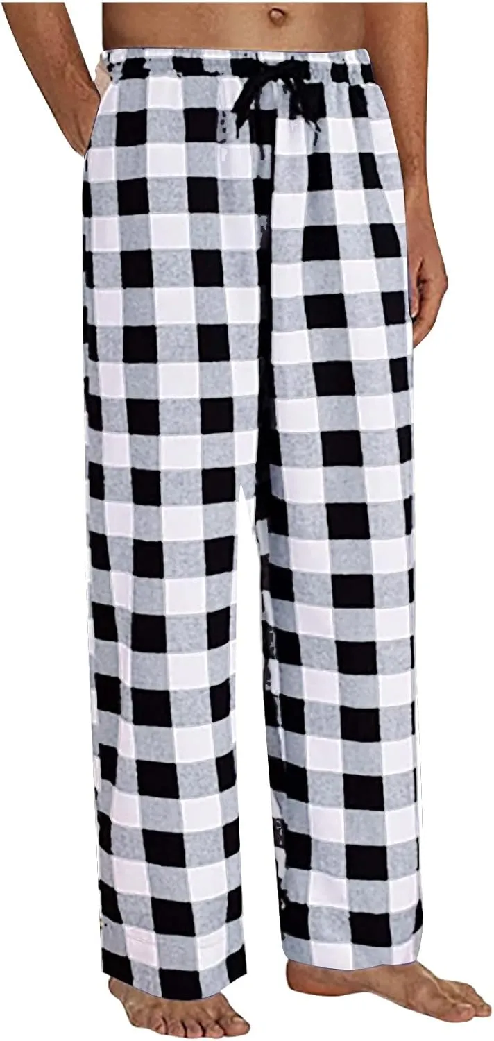 Mens Christmas Pajama Pants Pants Pajama Pants with Drawstring and Pockets Pj Pants Red and Black Plaid Pajama Pants