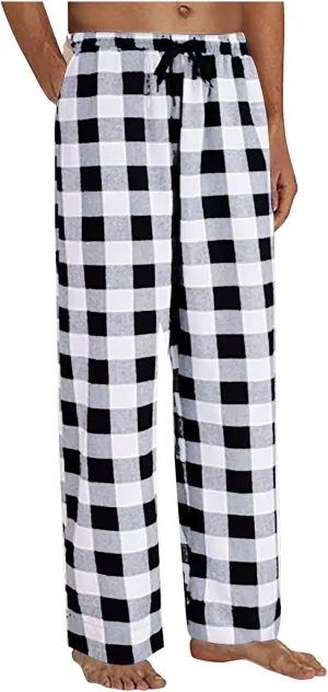 Mens Christmas Pajama Pants Pants Pajama Pants with Drawstring and Pockets Pj Pants Red and Black Plaid Pajama Pants