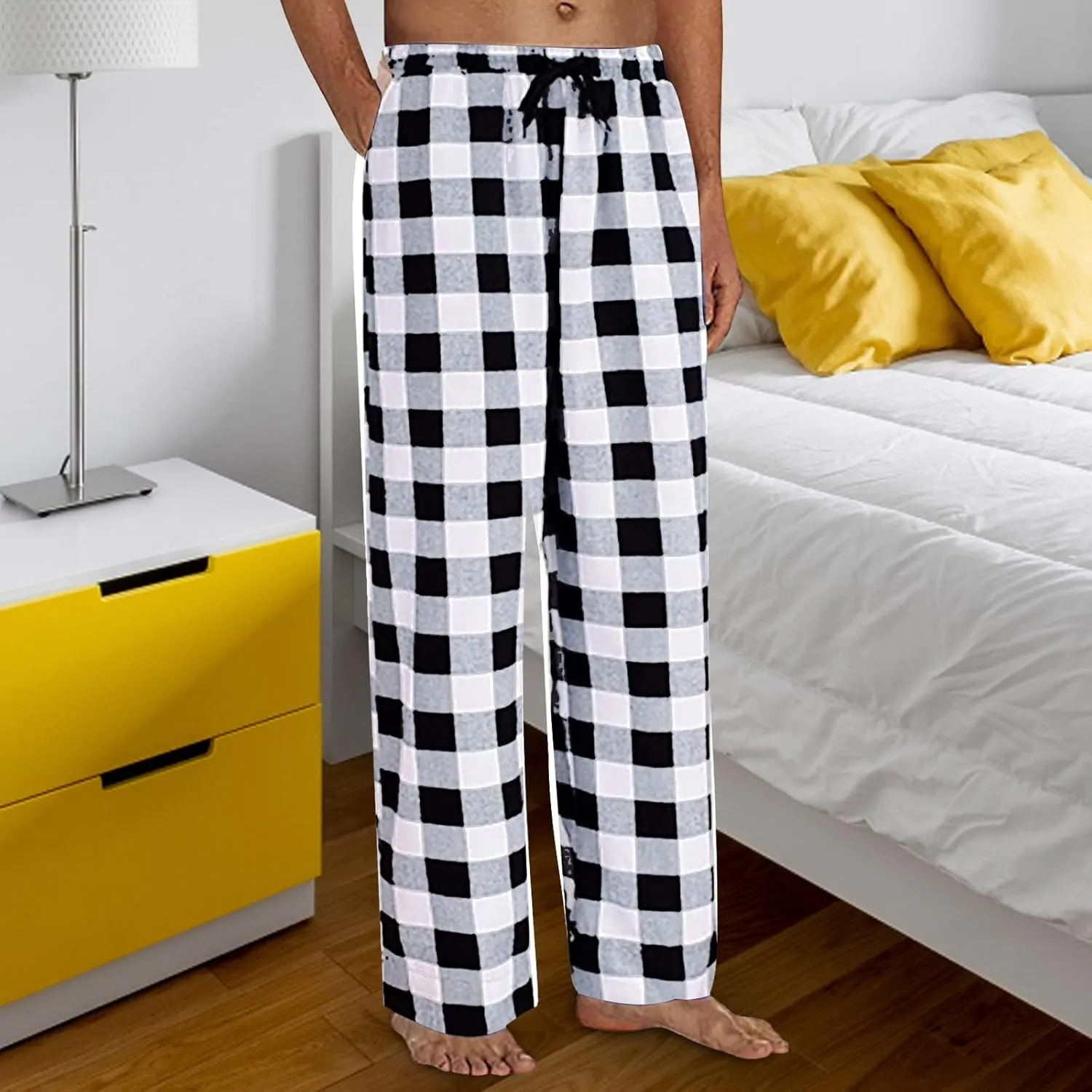 Mens Christmas Pajama Pants Pants Pajama Pants with Drawstring and Pockets Pj Pants Red and Black Plaid Pajama Pants