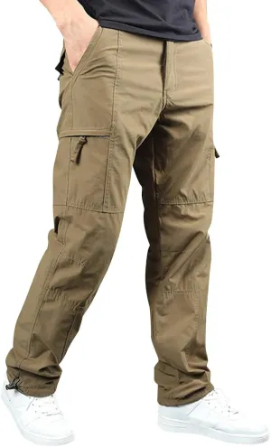 Men's Fleece Lined Outdoor Cargo Hiking Pants Ripstop Stretch Tactical Trousers Plus Size Joggers Military Pants
