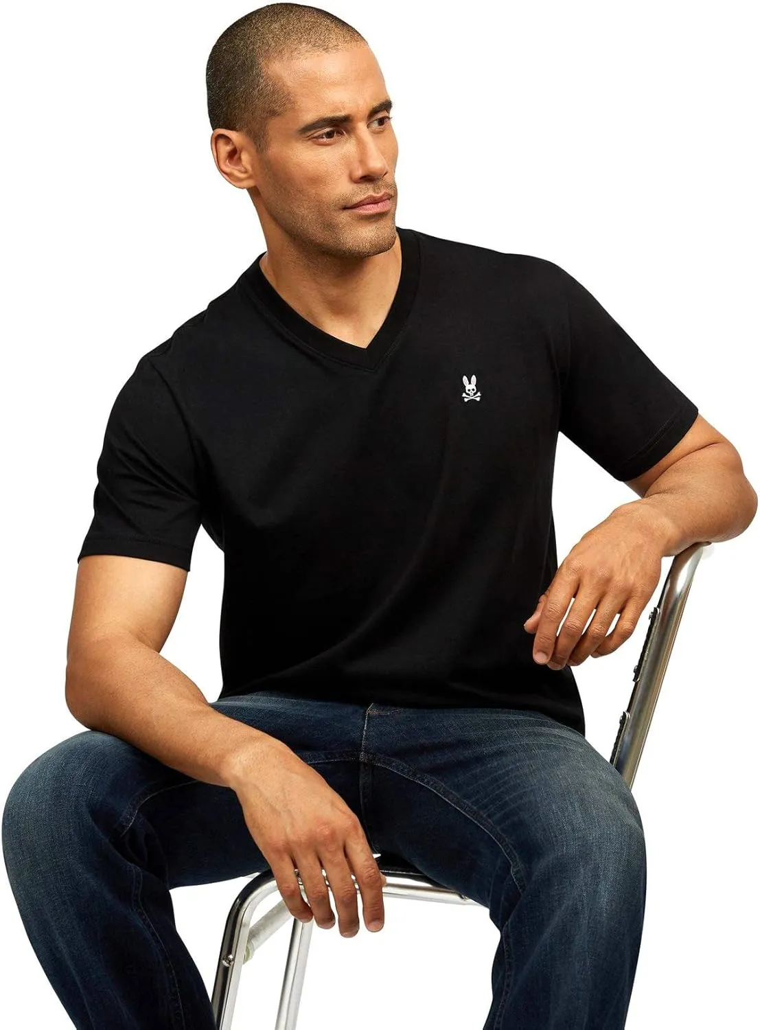 Mens Gray Classic V Neck TEE - B6U100CRPC