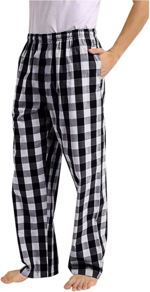 Mens Pajama Pants Casual Fleece Sleep Lounge Pants Soft Comfy Drawstring Plaid Lounge PJ Bottoms with Pockets