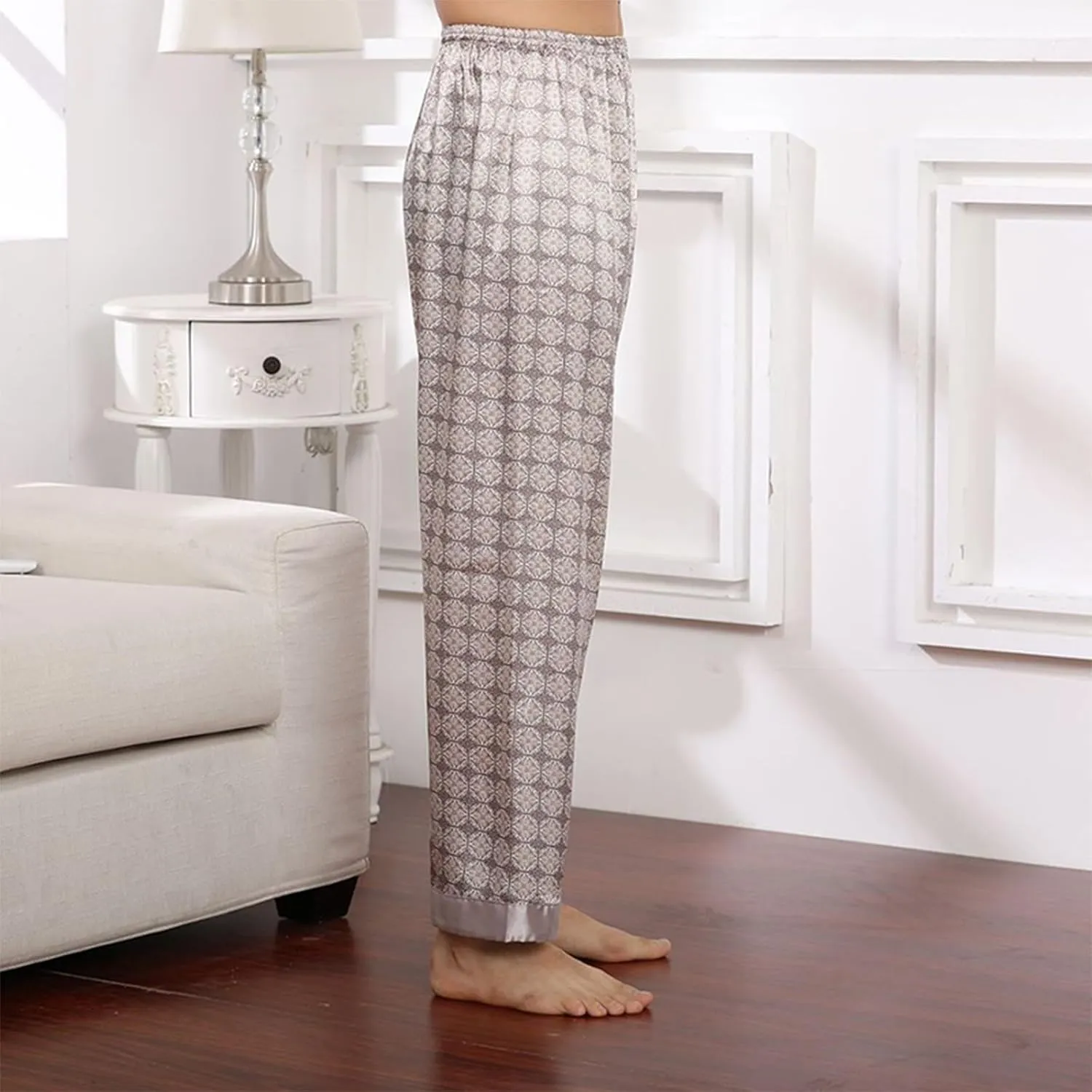 Mens Pajama Pants For Baggy Causal Straight Fit With Pockets Fashion Soft Drawstring Lightweight Lounge Plaid Pj Pants