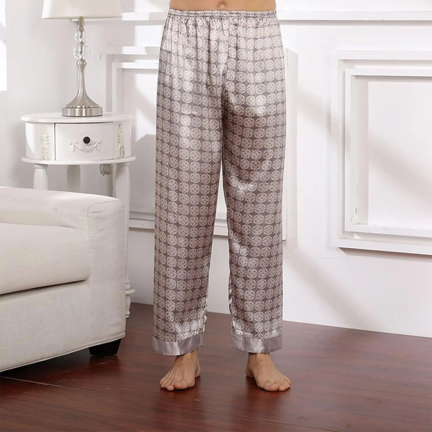 Mens Pajama Pants For Baggy Causal Straight Fit With Pockets Fashion Soft Drawstring Lightweight Lounge Plaid Pj Pants