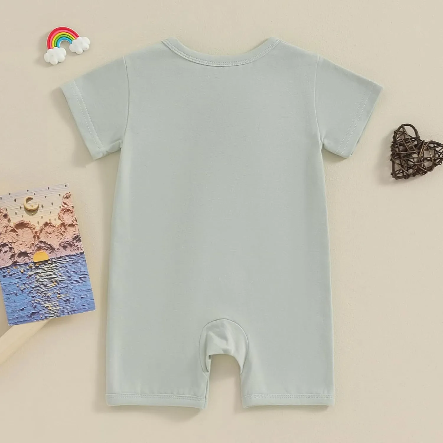 Merqwadd Baby Boy Girl 2 Pack Romper Short Sleeve Zipper Jumpsuit Plain Summer Clothes