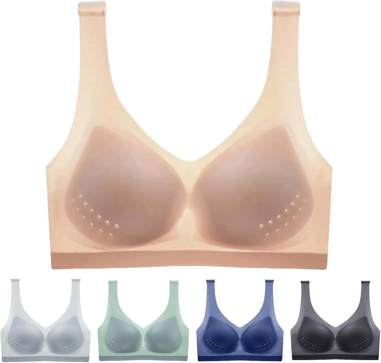 Mmoneyake Bras for Women Comfort Seamless Ice Silk Gathering Bras Anti-Sagging Breasts Bra Wireless Everyday Bras Underwear