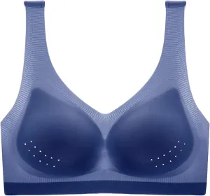 Mmoneyake Bras for Women Comfort Seamless Ice Silk Gathering Bras Anti-Sagging Breasts Bra Wireless Everyday Bras Underwear