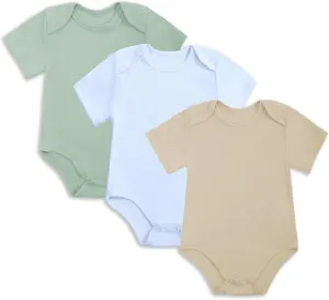 Newborn Baby Short Sleeve Bodysuit Cotton One-Piece Baby Clothes Summer 3 Pack 0-12 Months