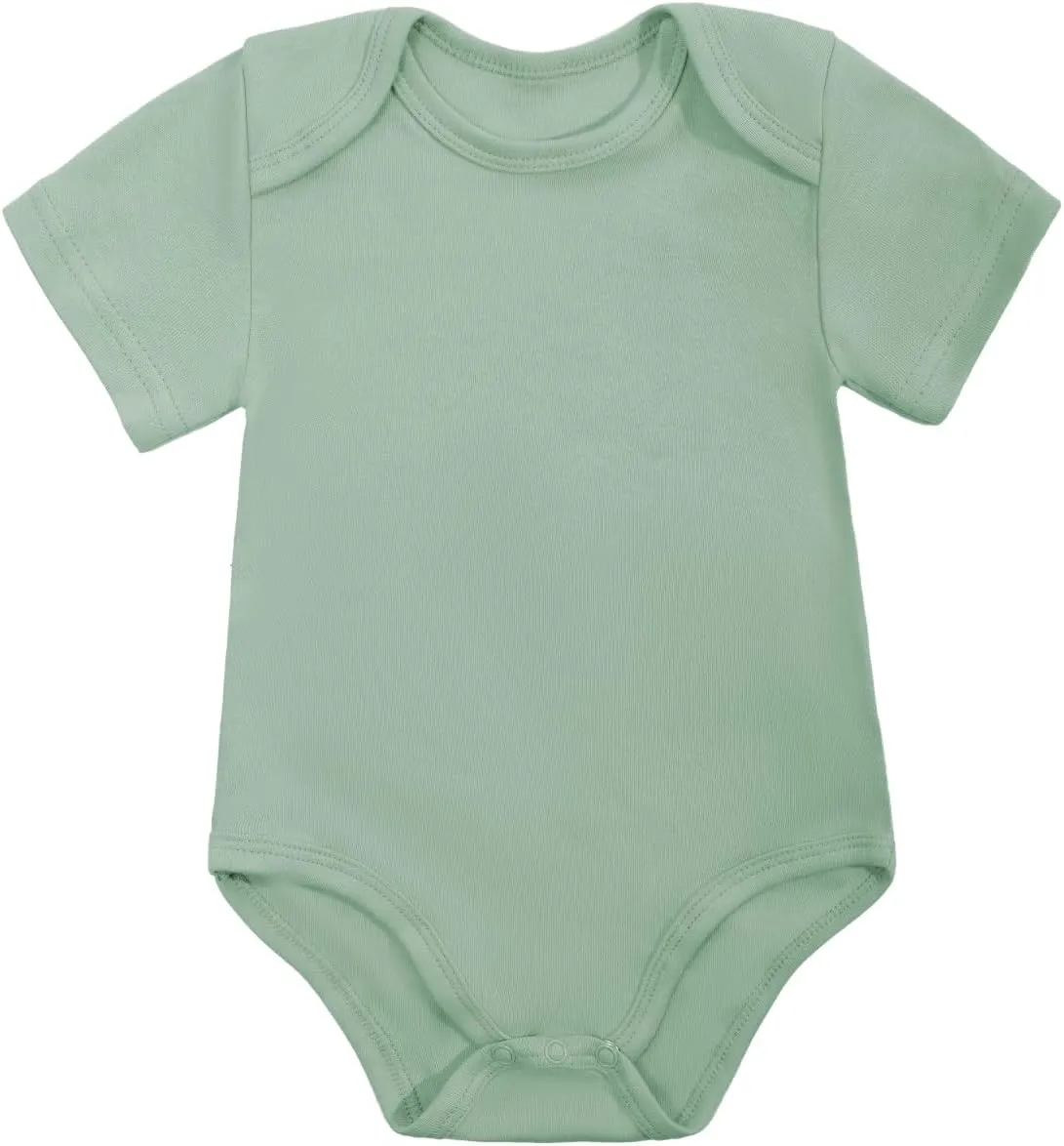 Newborn Baby Short Sleeve Bodysuit Cotton One-Piece Baby Clothes Summer 3 Pack 0-12 Months