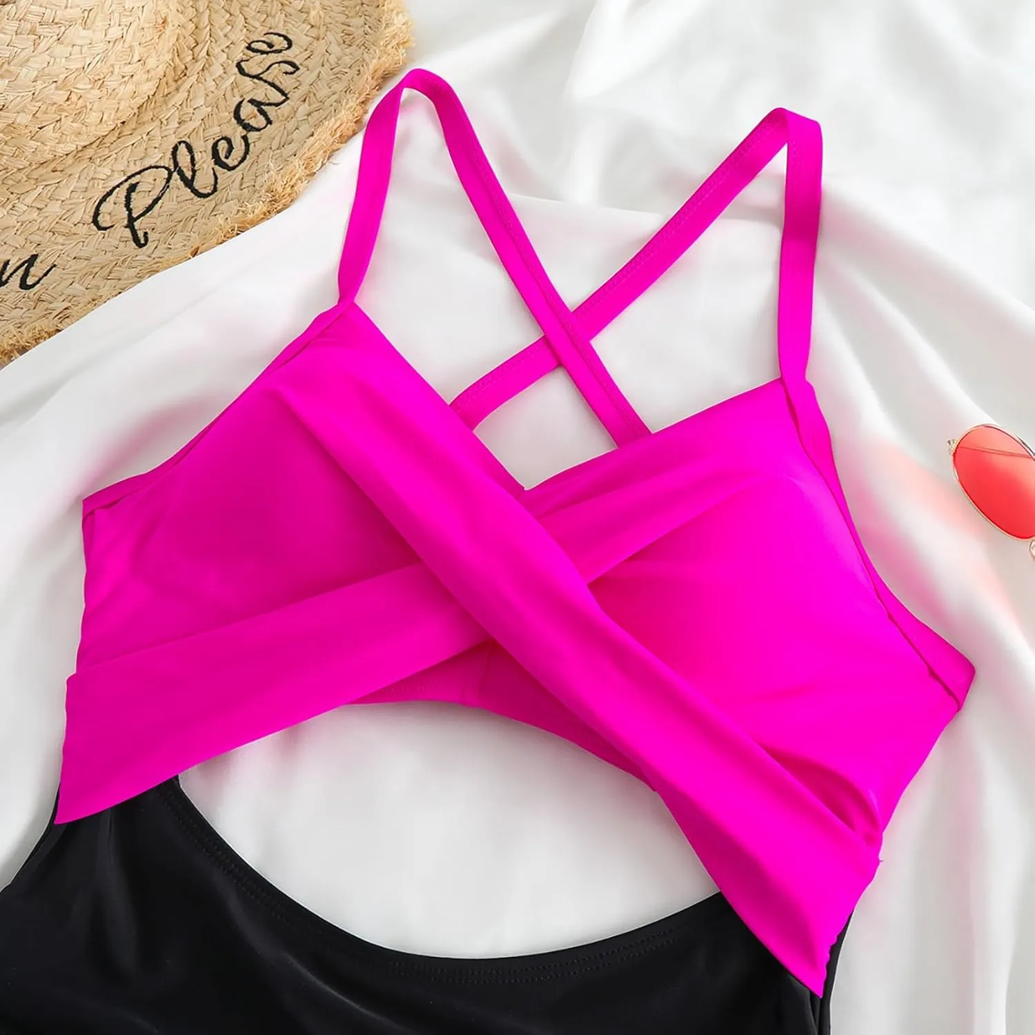 One Piece Swimsuits Women Tummy Control Thong Monokini Cutout High Waisted Bathing Suit Criss Cross Tie Back Monokinis
