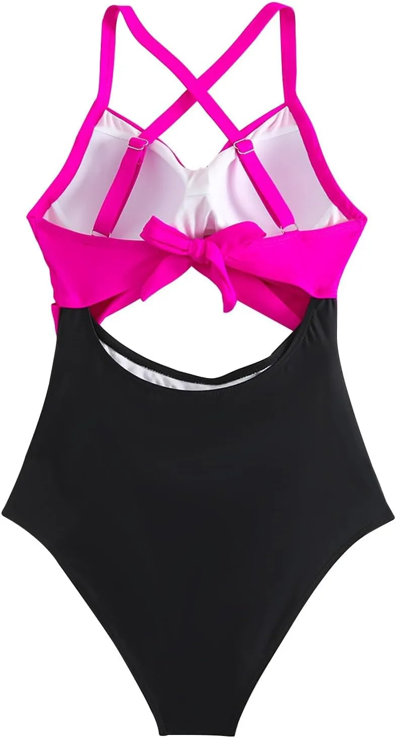 One Piece Swimsuits Women Tummy Control Thong Monokini Cutout High Waisted Bathing Suit Criss Cross Tie Back Monokinis