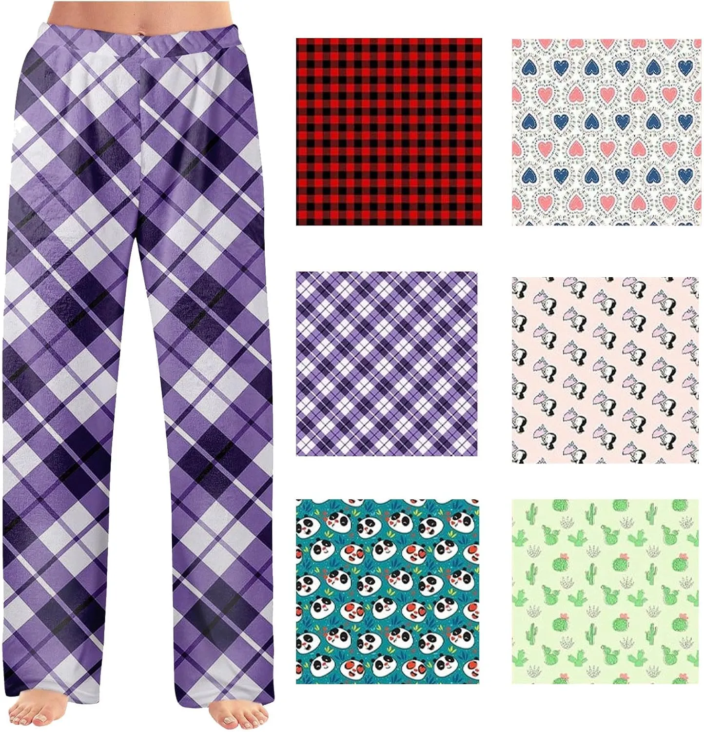 Personalized Face Pajama Pants for WomenCustom Dog Cat Face on Christmas Fleece Pajama Sleepwear Bottoms PJ Pants