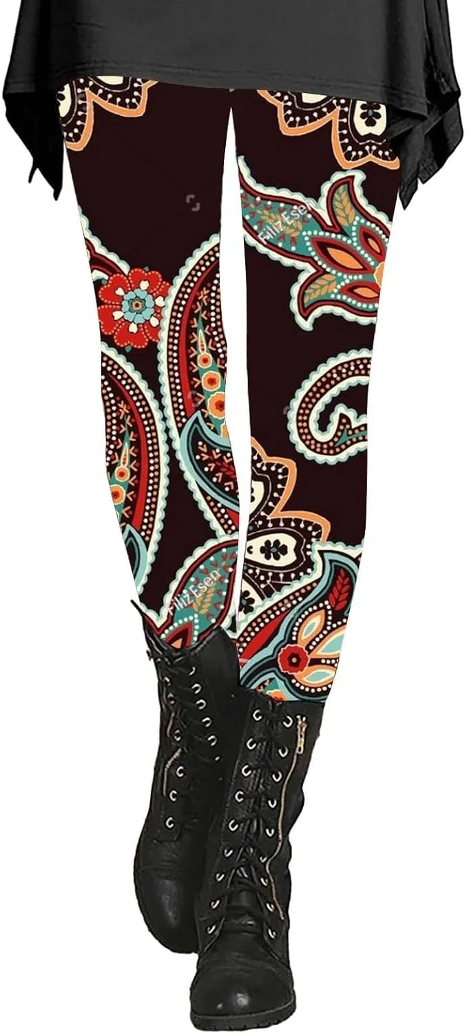 Plus Size Plaid Leggings for Women Leggings with Pockets for Women Prints Butt Lifting Workout Leggings