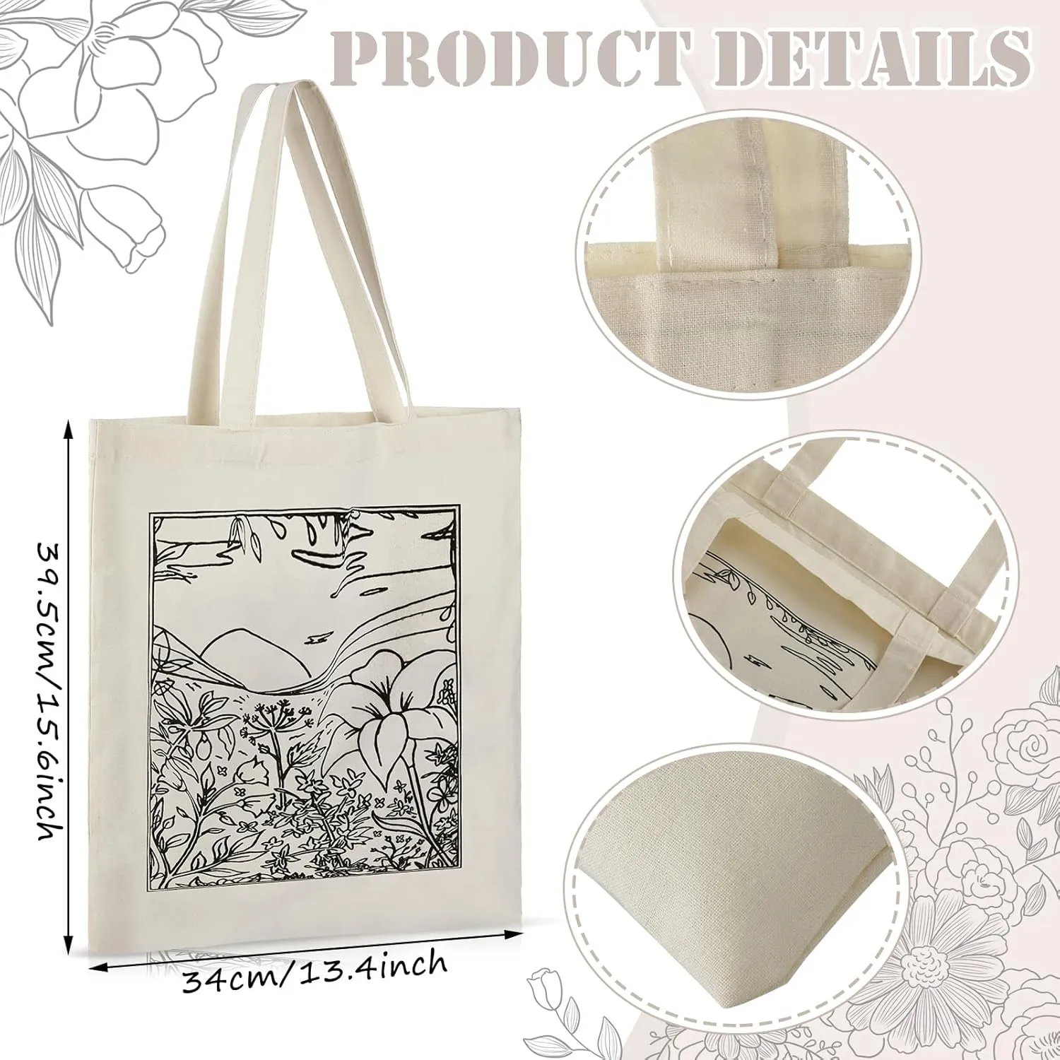 Reginary 4 Pcs Canvas Tote Bag for Women Canvas Shopping Totes Aesthetic Reusable Grocery Bags Gifts(Artistic)