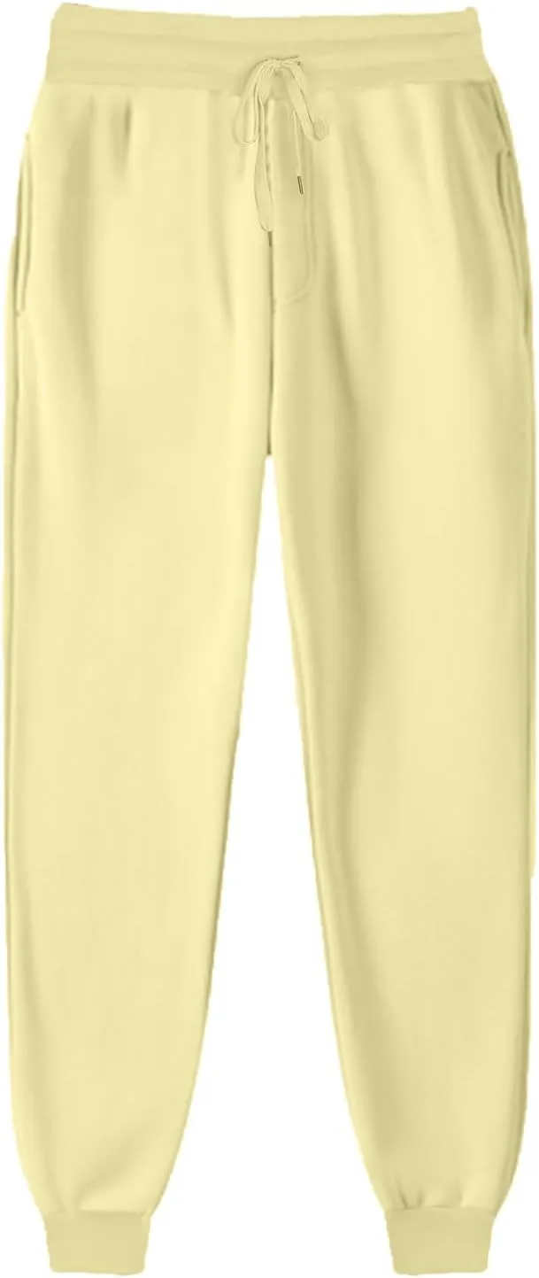 Ruziyoog Women Jogger Pants with Pockets Drawstring High Waist Sweatpants Fleece Cinched Bottoms Cozy Lounge Trousers