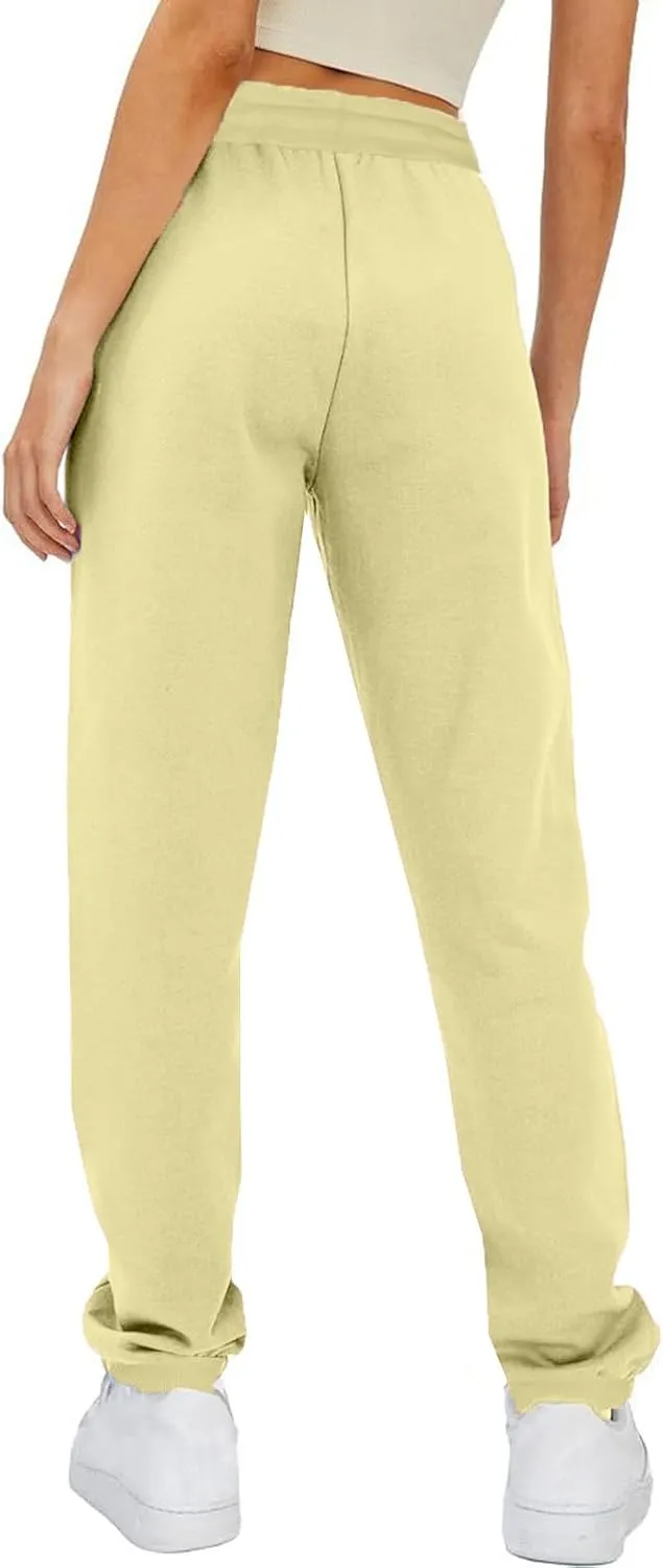Ruziyoog Women Jogger Pants with Pockets Drawstring High Waist Sweatpants Fleece Cinched Bottoms Cozy Lounge Trousers